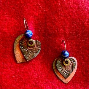 Beautiful heart and Lapis earrings